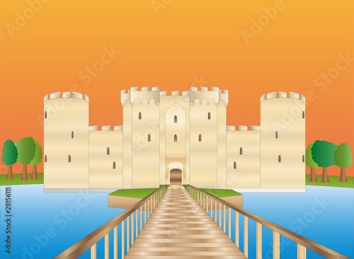 Bodiam castle at sundown ( background on separate layer )