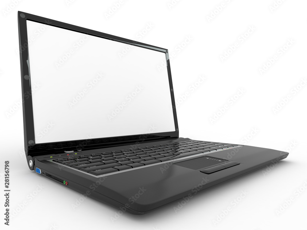 Fototapeta premium Opened laptop on white isolated background