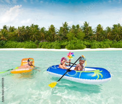 Kids in a raft