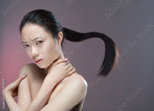 girl with flying ponytail