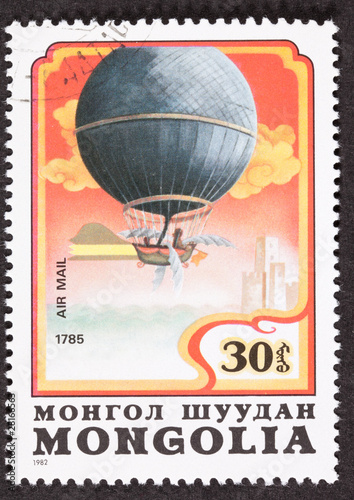 Balloon Air Mail Post Stamp Blanchard Crossing English Channel