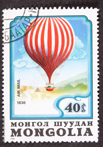 Air Mail Stamp Charles Green Royal-Vauxhall 1836 Balloon