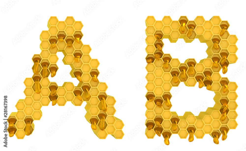 Fototapeta premium Honey font A and B letters isolated