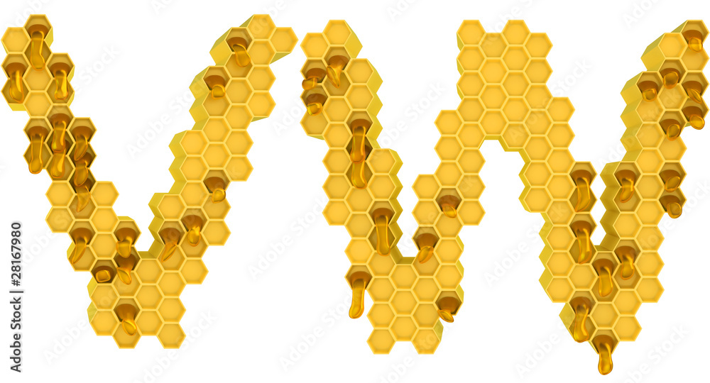 Honey font W and V letters isolated Honey font W and V letters isolated
