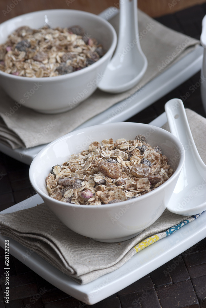Muesli with dried fruit in a bowl Muesli with dried fruit in a bowl