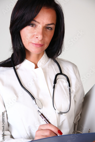 Smiling medical doctor woman with stethoscope