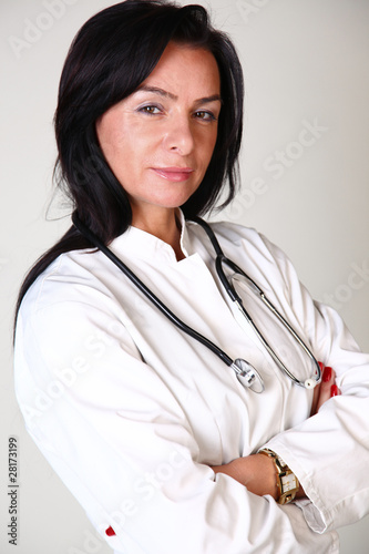Smiling medical doctor woman with stethoscope