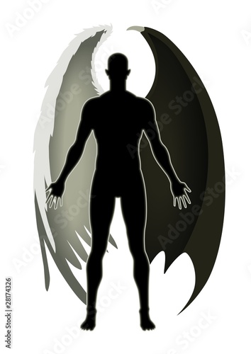 Stock vector of an Angel and the Devil