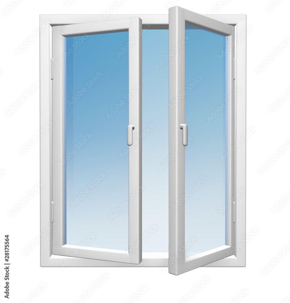 open window with blue glass open window with blue glass