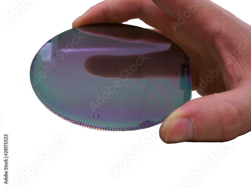 Silicone wafer in the hand, isolated