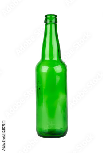 Empty green beer bottle