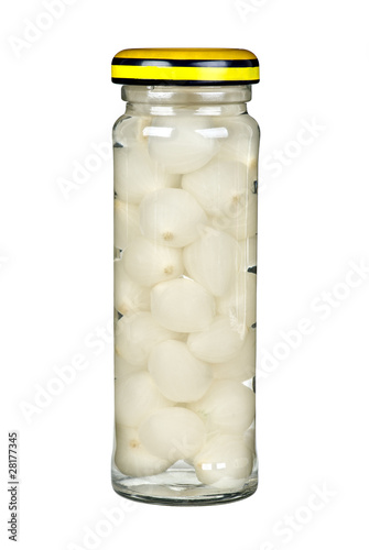 Glass jar with marinated onions