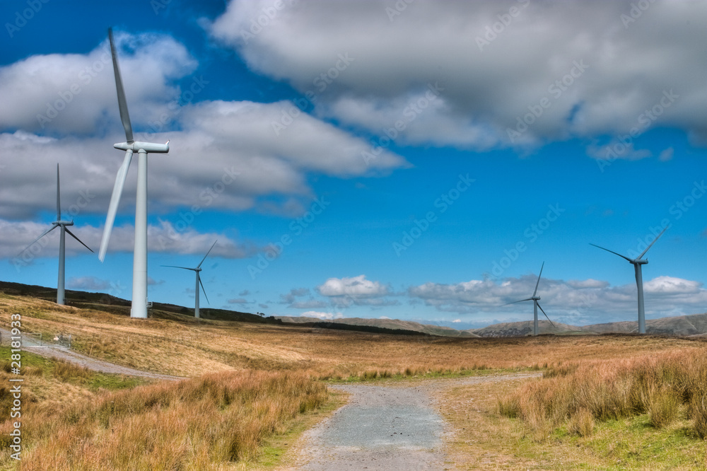 Group of modern windmills for electric power production Group of modern windmills for electric power production