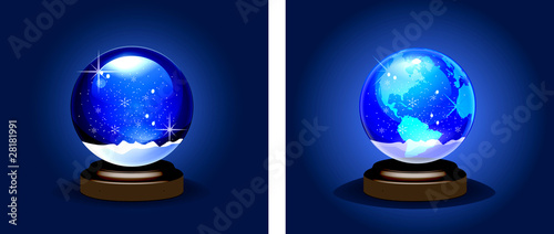 empty snow dome over blue background