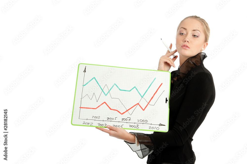 Businesswoman with Valentine's Day diagram