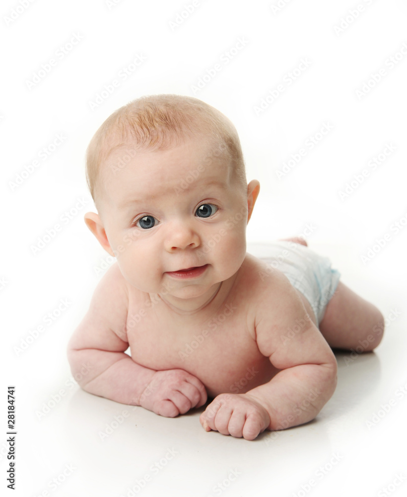 Baby lying on belly Baby lying on belly