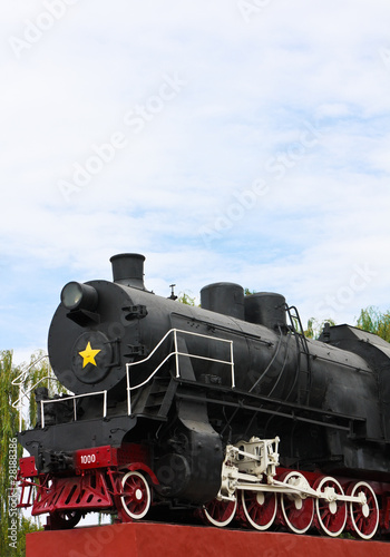 Detail of vintage steam engine locomotive