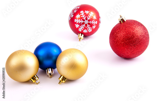 christmas decorations objects on white background