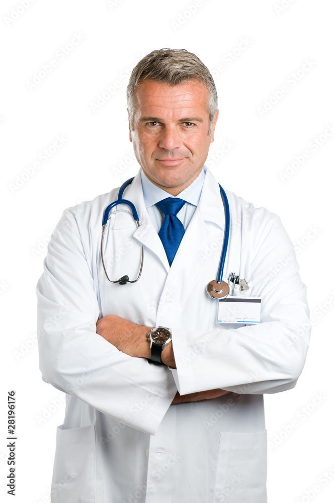 Satisfied smiling mature doctor