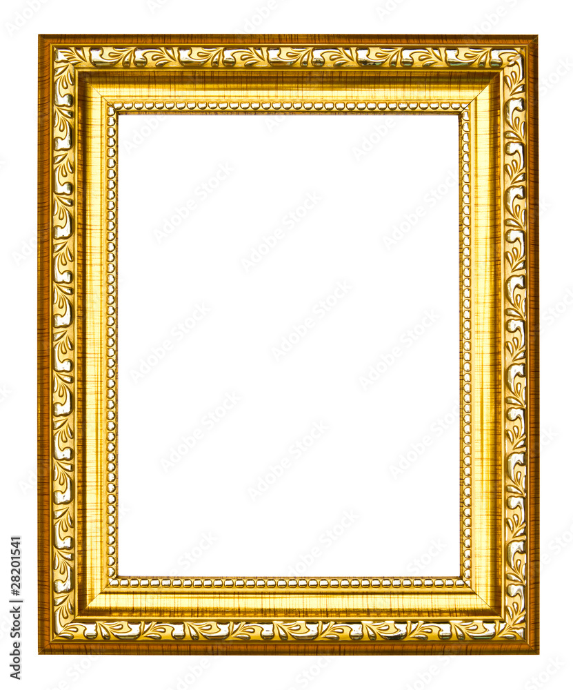 golden wood photo image frame isolated on white background golden wood photo image frame isolated on white background