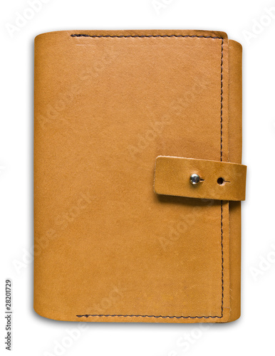 leather case notebook on white background