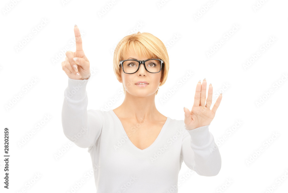 businesswoman working with something imaginary businesswoman working with something imaginary