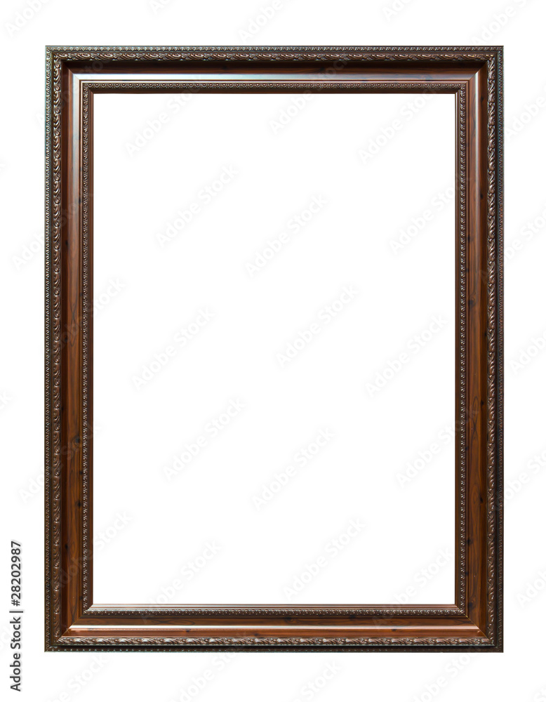 brown wood photo image frame isolated on white background brown wood photo image frame isolated on white background