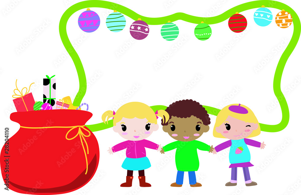 Obraz premium children and christmas frame