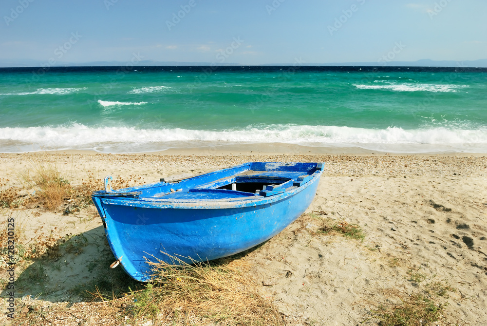 blue greek fisherman boat