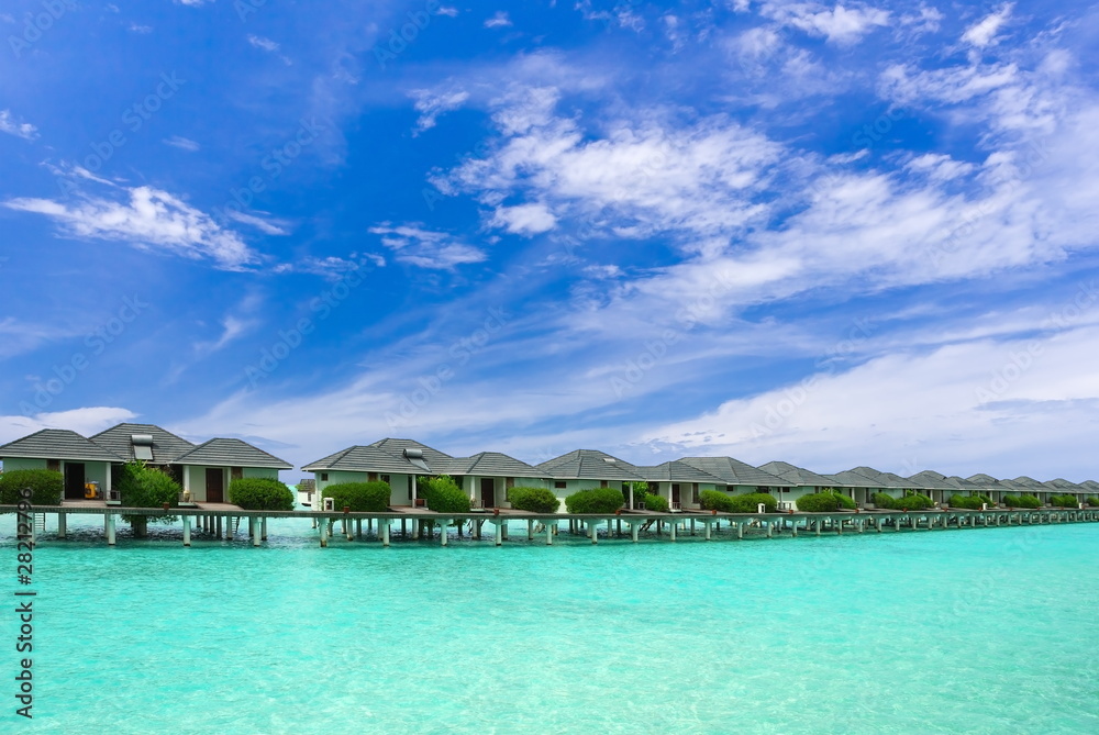 Maldives buildings in water