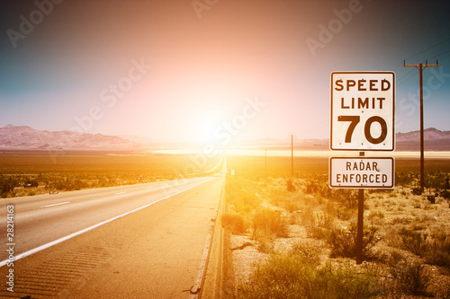 Sunset highway road to horizon