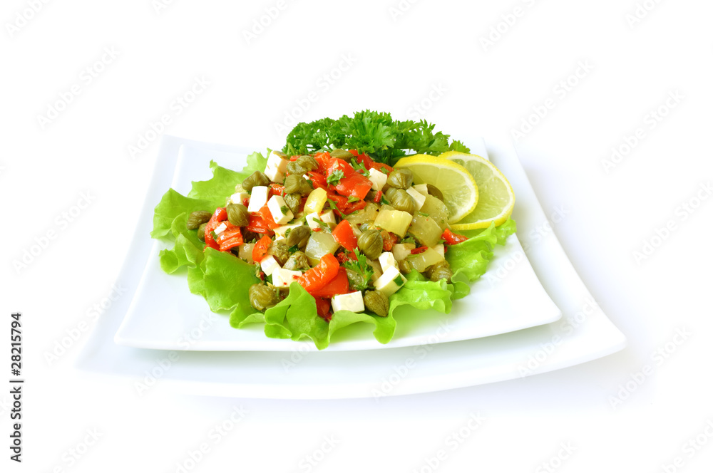 Salad with peppers and capers