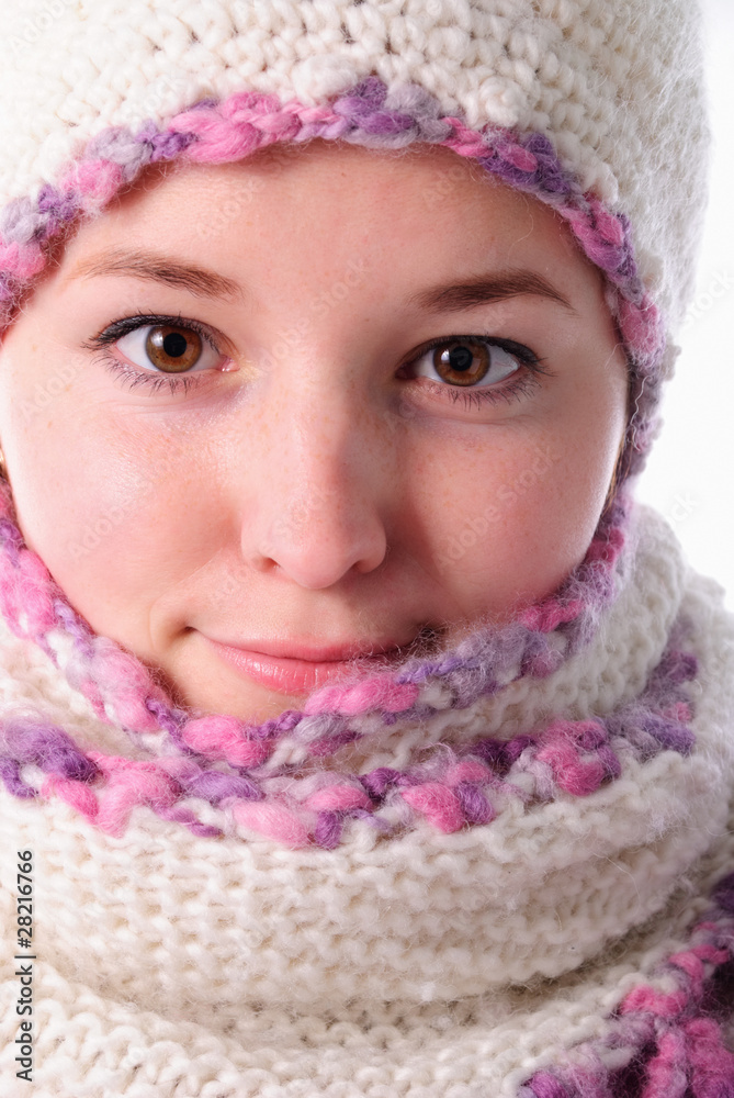 Girl in scarf and hat