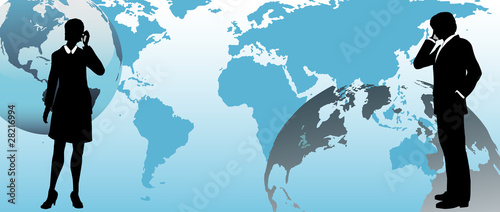 Global business people link communicate across world