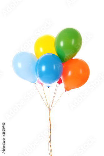 Flying balloons isolated on white