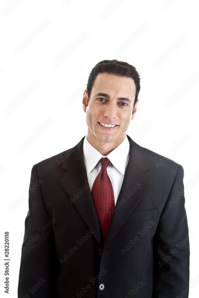 Sincere Smiling Caucasian Businessman Waist Up, White Background Sincere Smiling Caucasian Businessman Waist Up, White Background