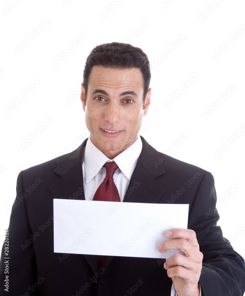 Surprised Caucasian Business Man Holding Blank Envelope Isolated Surprised Caucasian Business Man Holding Blank Envelope Isolated