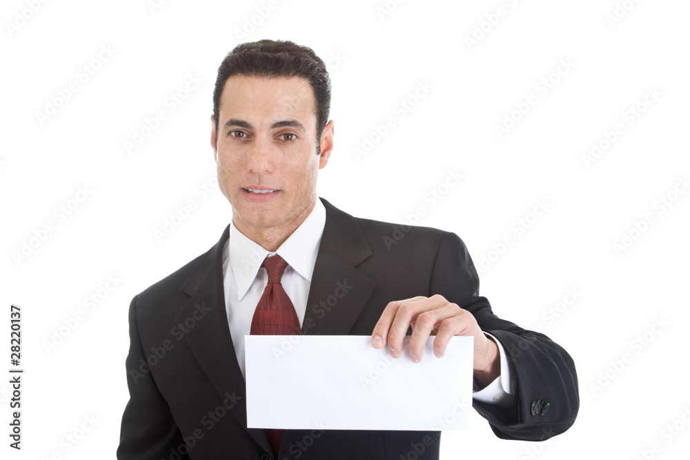 Caucasian Man Holding Blank Sign, Isolated White Background Caucasian Man Holding Blank Sign, Isolated White Background
