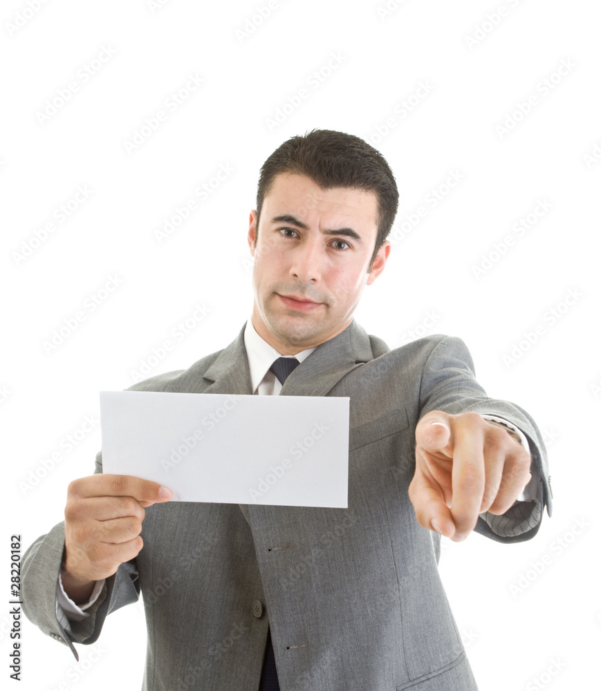 White Hispanic Man Pointing At Camera Blank Envelope White Hispanic Man Pointing At Camera Blank Envelope
