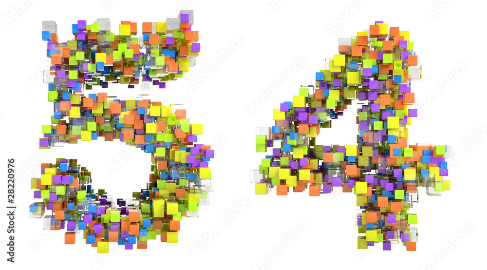 Abstract cubic font 4 and 5 figures