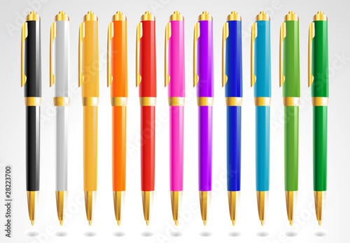 colorfull pens in the row