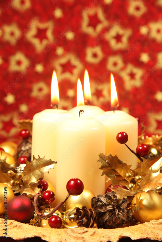 Christmas decoration with white candles