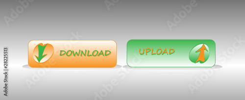 download and upload icon buttons color vector