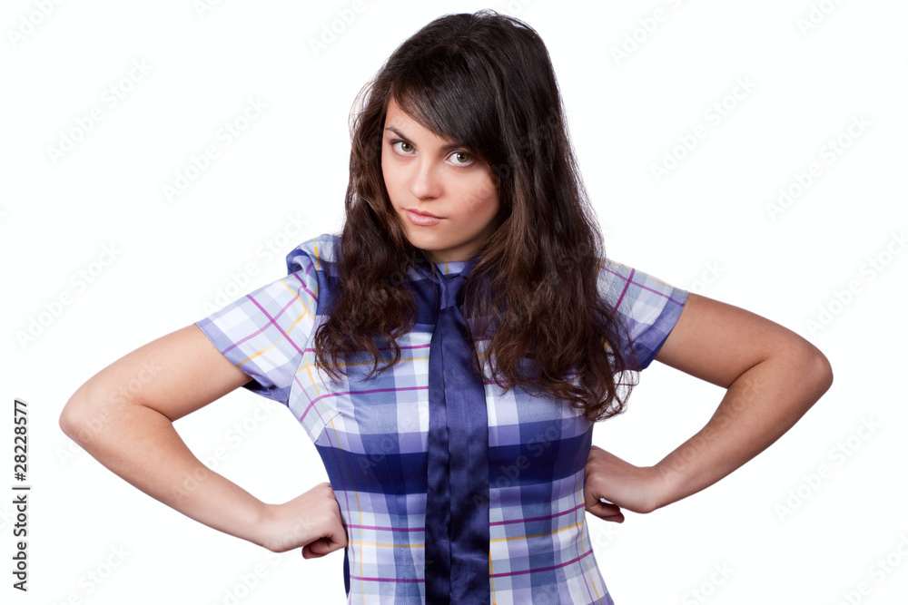 Portrait of woman, on white background Portrait of woman, on white background