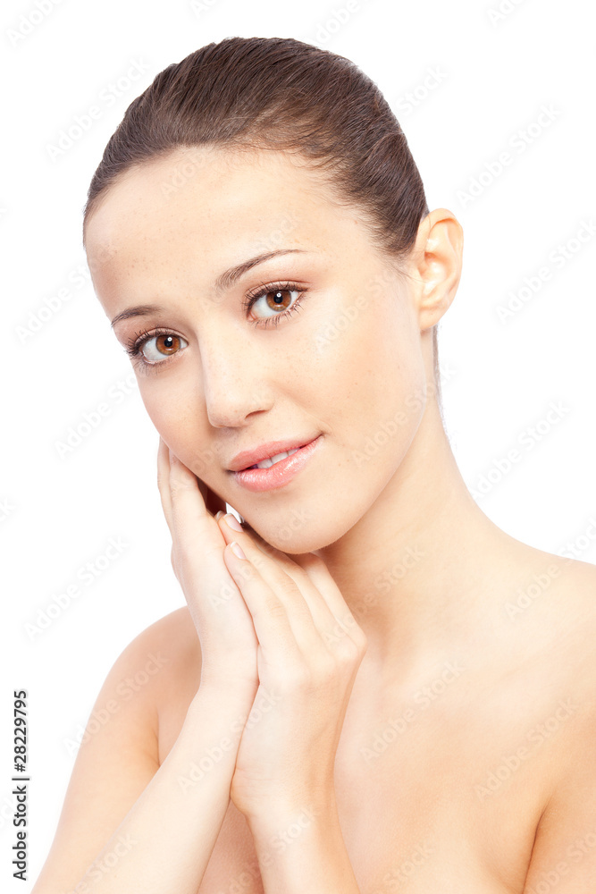 Schöne junge Frau mit Sommersprossen Portrait Schöne junge Frau mit Sommersprossen Portrait