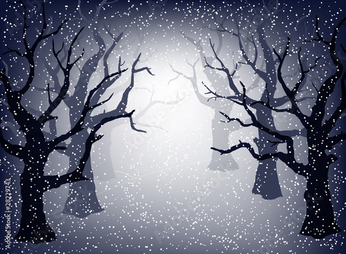 Winter background with falling snow