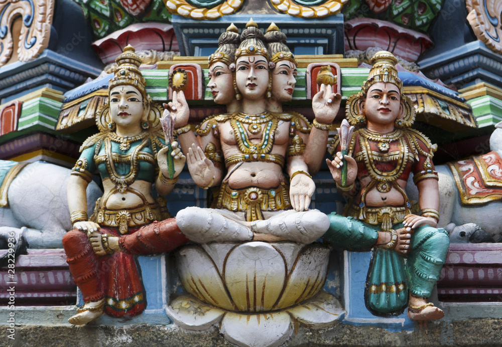 Ancient Hindu Deities at temple in Chennai, India