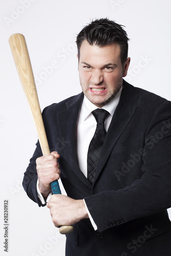 Canvastavla homme perturbé avec batte de baseball