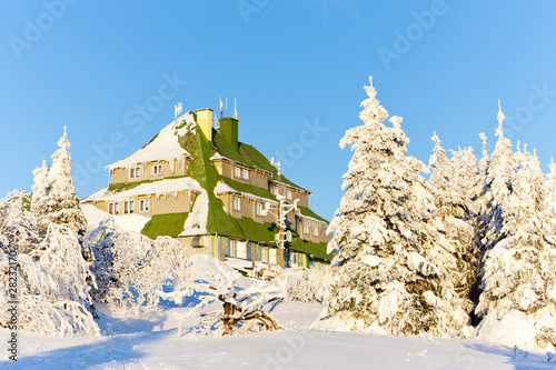 Masarykova Cottage, Orlicke Mountains in winter, Czech Republic