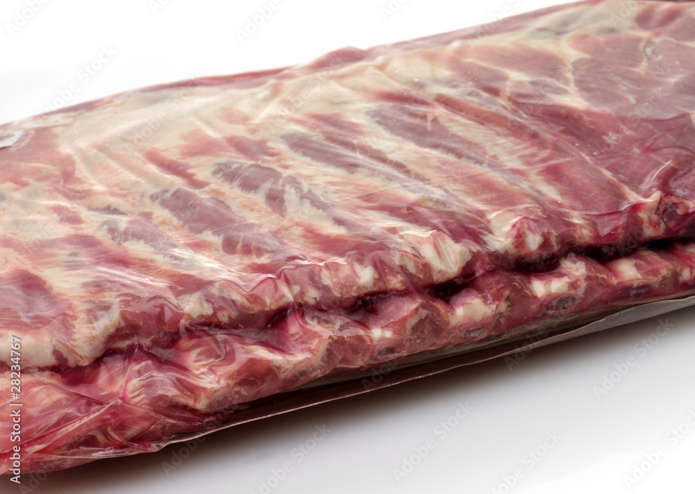 raw ribs in vacuum package